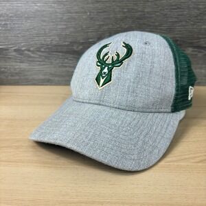Milwaukee Bucks Hat Cap Snapback Gray Green NBA Basketball New Era